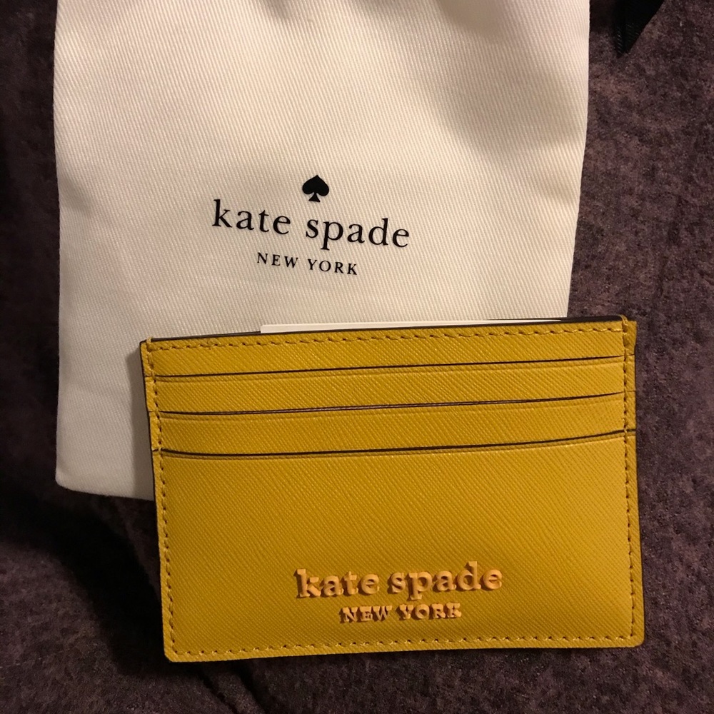 Kate Spade Card Holder Mustard Yellow nwt
